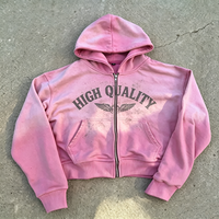 Sweat à capuche zippé de haute qualité, effet délavé soleil, personnalisable avec impression DTG, fabriqué en Chine pour les marques