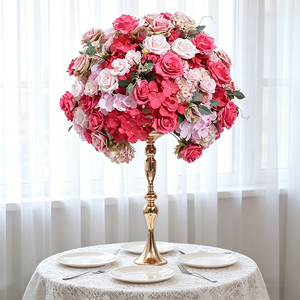 Boule de fleurs en soie Hortensia Rose 60cm pour décoration de table de mariage, fenêtre, allée et demande en mariage - Product Image 4