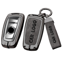 Logo personnalisé gris cuir métal sans clé Fob clé de voiture couverture en vente pour les voitures