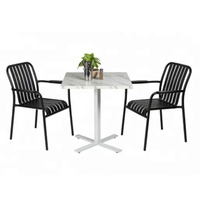 Ensemble de table et chaises en aluminium moderne personnalisable, mobilier de restaurant, robuste, empilable, usage commercial, salon extérieur