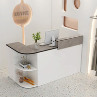 Nouveau design, luxe, pas cher, sur mesure, moderne, comptoir de réception de salon de beauté en bois blanc, petit devant