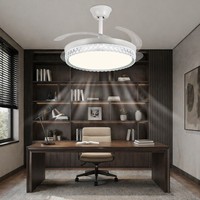 Ventilateur de plafond avec lumière LED 96W, design en cristal, 42 pouces, lumineux et à intensité variable, élégant, pour salle à manger, villa, salon, luxe