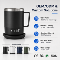 Service de personnalisation de logo et d'emballage, tasse chauffante USB avec revêtement en titane, température réglable, mug de voyage multi-niveaux à batterie.