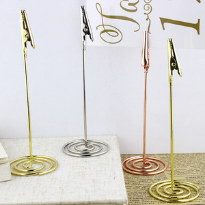 Soporte de alambre redondo de oro rosa con cierre de cocodrilo para fotos Mesa de fotos de escritorio Tarjeta Nombre Nota de papel <span class=keywords><strong>Clip</strong></span> de fiesta de boda - Product Image 3