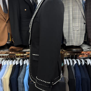 Abiti da <span class=keywords><strong>uomo</strong></span> su misura 3 pezzi di lusso da sposo da sposa Slim Fit slip slip monopetto con perline di cristallo - Product Image 2