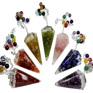 Wholesale 7 <b>Chakra</b> Orgone Pendulum Natural Agate Gemstone <b>Crystal</b> Chips Semi-Precious Stone Crafts Dowsing Sale Dowsing Pendulum - Product Image 1