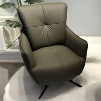 Fauteuil d'appoint pivotant moderne en cuir PU capitonné avec base en métal pour salon