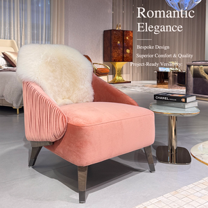 Poltrona di Lusso Moderna Rosa per Progetti Alberghieri e Ville, Sedia Lounge di Design su Misura in Velluto di Alta Gamma - Product Image 1