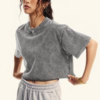 T-shirts surdimensionnés vintage pour femmes personnalisés T-shirts courts décontractés à manches courtes en coton délavé à l'acide hauts chemises Grunge d'été échantillon gratuit