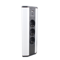 Multiprise d'angle de table avec prises Schuko EU, ports USB à charge rapide PD 20W (Type-A/Type-C), 4 prises 16A, en alliage d'aluminium IP21