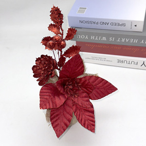 Arreglo Floral Artificial para Árbol de Navidad, Flores Navideñas de Encaje Color Champán, Regalos de Navidad - Product Image 3