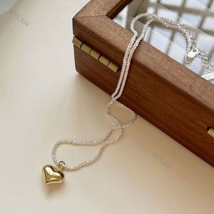 Dylam Luxury Women Jewelry 925 Sterling <b>Silver</b> 3D Heart Necklaces Real Gold Plating Love Heart <b>Choker</b> Necklace for Girls - Product Image 4