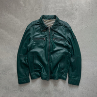 Blouson Bomber en Cuir PU Véritable Brodé Personnalisé pour Homme – Style Streetwear Vintage avec Fermeture Éclair et Coupe Courte – Veste en Cuir de Course pour Homme