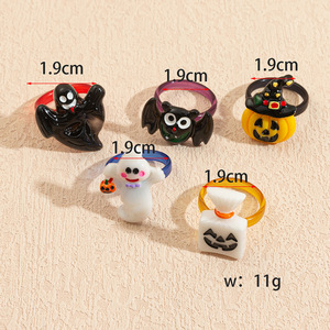 Go Party Creative Cartoon Pumpkin Ghost Halloween Finger <strong>Rings</strong> Candy Color Funny Skeleton Snail <strong>Frog</strong> Acrylic Resin <strong>Rings</strong> - Product Image 5