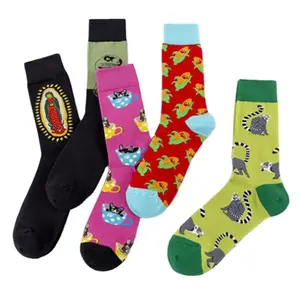 new dress dinosaur dog monkey corn design cotton crew socks for men