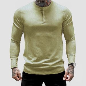 Camiseta Deportiva de Cuello Redondo de Secado Rápido para Hombre, Ropa de Gimnasio de Manga Larga, Camiseta de Algodón al por Mayor - Product Image 4