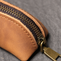 Porte-clés en cuir véritable Crazy Horse avec fermeture éclair, petite bourse à monnaie, étui à clés en cuir vintage, mini portefeuille pour homme, logo personnalisé
