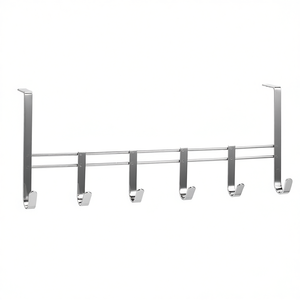 ZELLER PRESENT Perchero de Puerta Metálico Cromado con 6 Ganchos 51x8x20.5cm Plateado - Product Image 2