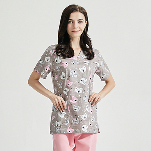 Unisex Impresión de dibujos animados Farmacéutico Transpirable Clínica Dental Scrubs Tops Pet Doctor Hospital Scrubs Médico Enfermera Uniformes DE TRABAJO - Product Image 1