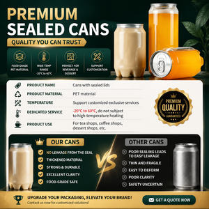 Lata de PET Vacía Económica al por Mayor para Bebidas, Lata de PET para Pasteles, Tarro de Plástico Transparente con Logotipo Personalizado, Tapa Metálica Sellada con Tirador para Postres - Product Image 4
