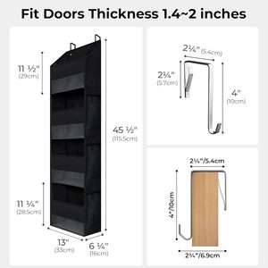 Over The Door Organizer 4 <b>Shelf</b> Waterproof Storage With 6 Pockets Clear Window Anti Tilt 35Lb Behind Door - Product Image 2