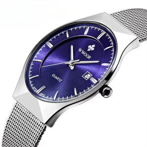 Nuevo Reloj de Cuarzo Minimalista Dorado al por Mayor para Hombre, Correa de Malla de Acero Inoxidable, Reloj de Pulsera Casual de Negocios con Calendario - Product Image 2