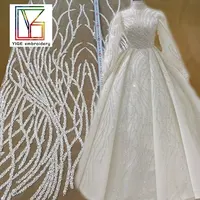 2022 ultimo tessuto da sposa in pizzo con paillettes in rilievo 3d francese da sposa bianco di lusso 5 metri