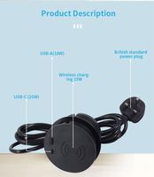 Cargador rápido USB-c con ojal de alimentación de escritorio empotrado de escritorio de 80MM con cargador inalámbrico rápido superior de 20W para mesa de escritorio de ordenador