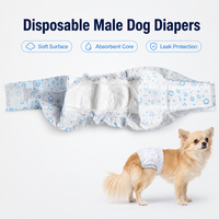 Pañales Desechables para Perros Machos con Cintas Abdominales Impresas, Súper Absorbentes, Resistentes a Fugas, Ajuste Cómodo para Uso Diario