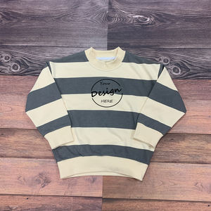 Sudadera a Rayas Personalizada al por Mayor de Alta Calidad, Cuello Redondo, Estampado, Informal, 100% Algodón, Felpa Francesa, para Adultos y Niños - Product Image 6