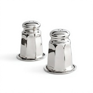 Elegante Juego de Salero y Pimentero de Metal, Recipientes Duraderos para Condimentos de Mesa para el Hogar, Restaurante y Comedor - Product Image 1