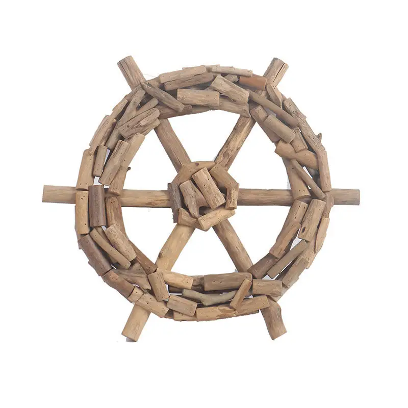 wholesale best gift home decor natural wooden ship wheel shaped Wall Decor Door Hanging