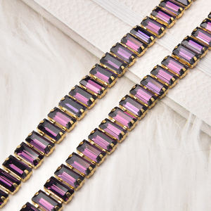 5x10Mm longue bande de Strass garniture colorée matrice Rectangle <span class=keywords><strong>verre</strong></span> Strass cristal tasse chaîne pour chaussures sacs vêtements accessoires - Product Image 3