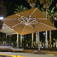 Parasol carré à baldaquin rotatif à 360°, parasol d'extérieur pliable en aluminium résistant aux UV, parasol cantilever de plage