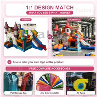 Château gonflable commercial imprimé pour jardin avec toboggan, combo château gonflable Chevalier pour enfants