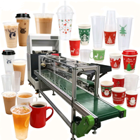Máquina de serigrafía de vasos y botellas completamente automática con alimentación automática, 3 estaciones de secado térmico para vasos de plástico PP PET, cosméticos