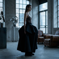 Robe longue plissée sculpturale avant-gardiste personnalisée en tissu à mémoire de forme haute densité, robe spectaculaire pour femme, OEM, grandes tailles du S au 5XL