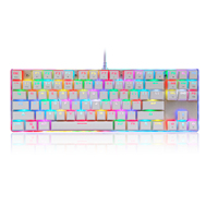 Motospeed K87S RGB Keyboard mekanikal, Keyboard Gaming dengan kabel 87 tombol merah, keypad Laser RU untuk komputer PC Gamer