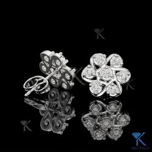 Lab Grown Diamond Luxury Floral Cluster <b>Stud</b> Earrings 14K 18K Solid Gold Brilliant Fine Women Jewelry Bridal Wedding Anniversary - Product Image 3
