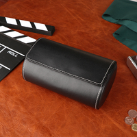 Boîte de rouleau de montre double de luxe en cuir véritable de qualité supérieure pour couple étui de voyage noir vert logo personnalisé pour hommes fabricant en relief