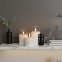 Ensemble de bougies LED rechargeables par USB avec plaque de charge, télécommande, lumière de bougie décorative, veilleuses dans une ambiance de Noël