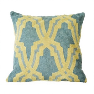 Luxury Wool Handmade Kashmiri Embroidery Wool Chain <b>Stitched</b> Cushion Cover For SofaCouch Living Room Hot Selling Product By ITHL - Product Image 1