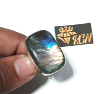 Anillo de piedras preciosas de labradorita de fuego múltiple natural Anillo de labradorita de Plata de Ley 925 Anillo de plata cabujón con cojín