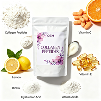 Poudre de peptides de collagène facile à préparer, sans OGM, multi-collagène, enrichie en vitamine C, pour l'éclat et l'hydratation de la peau, pour femmes, 200g