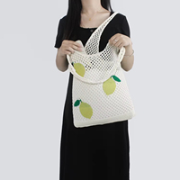 Sac fourre-tout de plage en tricot à motif citron, sac à bandoulière tropical d'été, logo brodé, couleurs personnalisées, breloques, faible MOQ, vente en gros