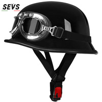 Casque demi-face rétro vintage de style allemand en ABS pour moto chopper et scooter, homologué DOT/ECE, avec bordure argentée
