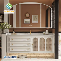 2025 OEM Ensemble de meuble de toilette moderne en bois massif de 48 pouces avec robinet d'évier Égouttoir mural en cuivre-Chambre à coucher et école