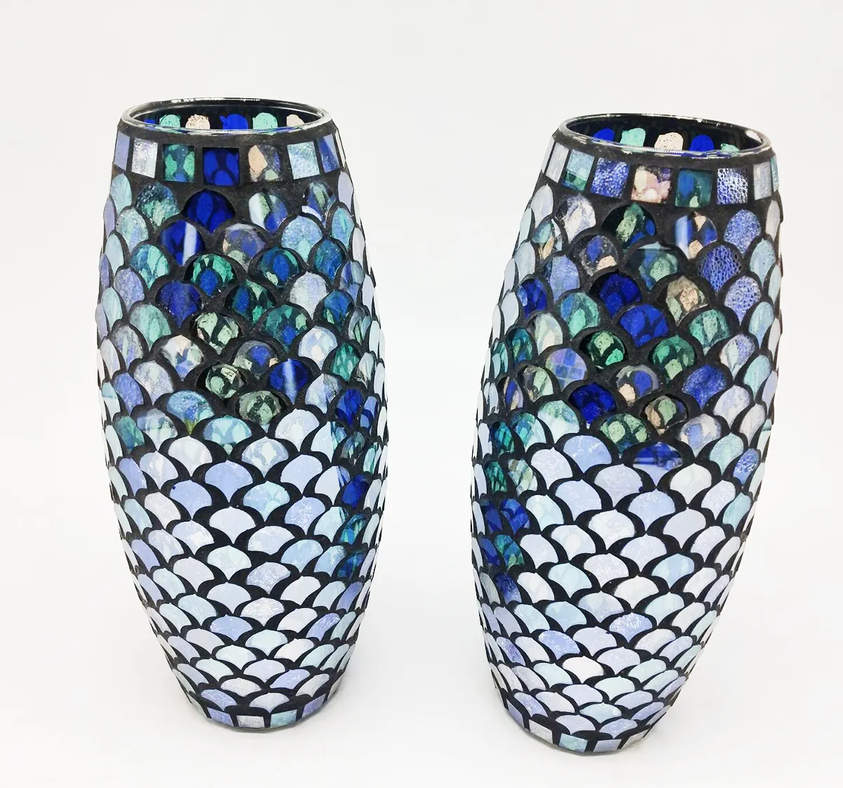 Custom Mosaic Design Decorative Vase Modern Elegant Office Desktop Living Room Glass Mosaic Vase Flower Vase