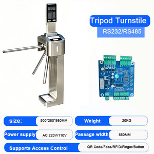 Torniquete Trípode de Altura Media para Tráfico Intenso con Sistema Anti-Empuje y Brazo Abatible para Parques Temáticos y Acceso Escolar - Product Image 2