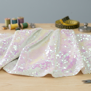 Lote de tela tejida 100% poliéster con bordado de lentejuelas de 50/52 pulgadas para vestidos - Product Image 3